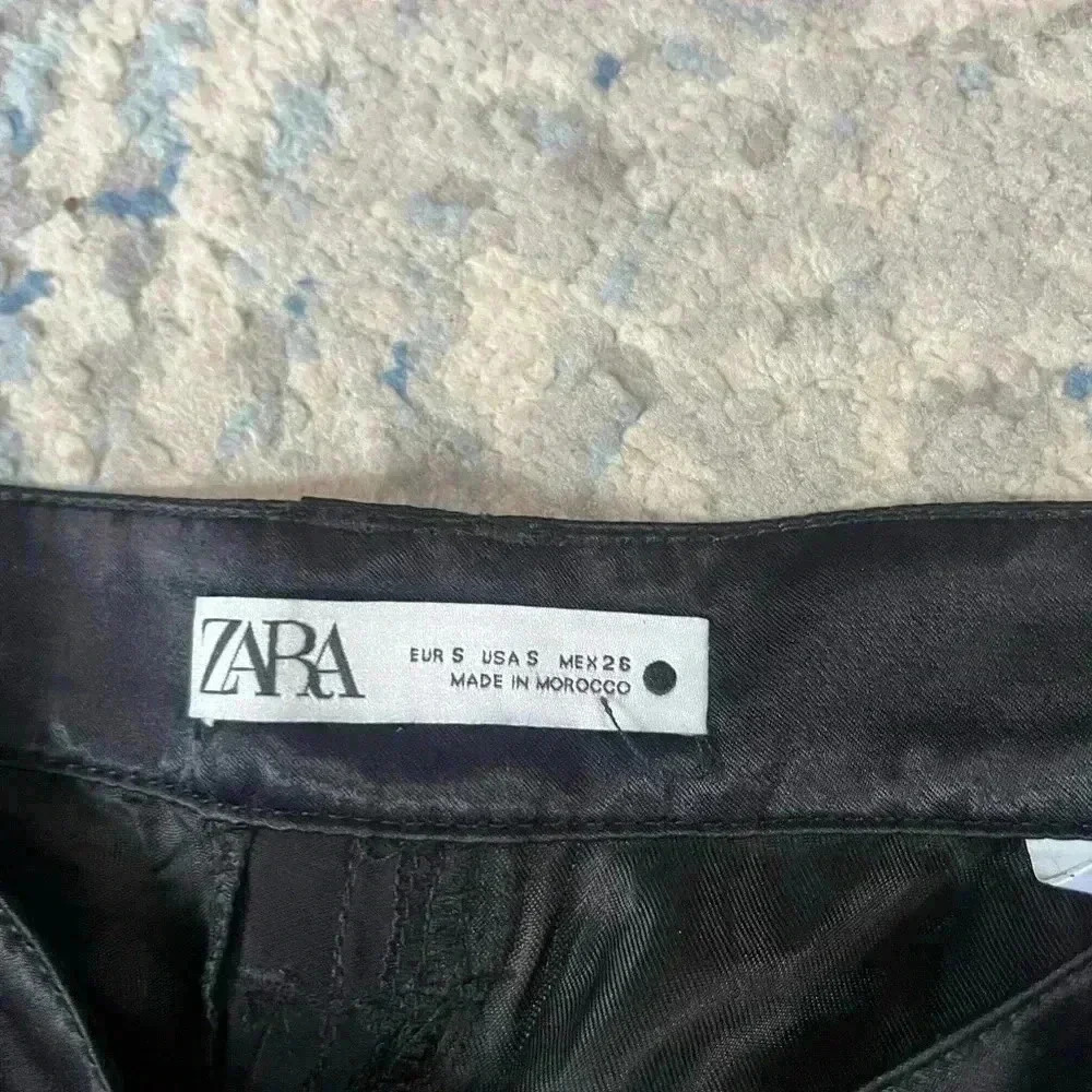 NWOT Zara satin black silk top and pant set - Picture 6 of 7